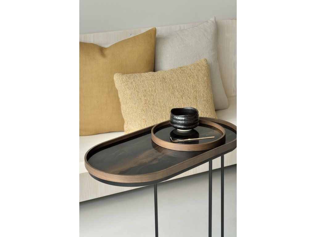 Podnos Organic valet - sklo - Bronz - kulatý - L
