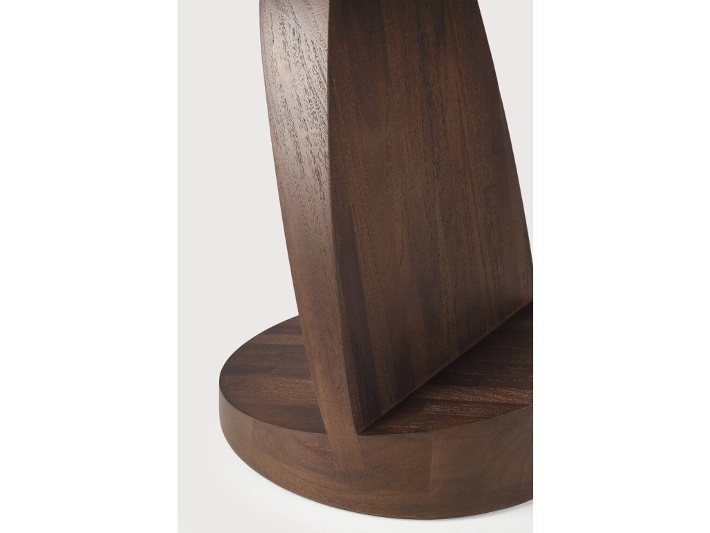 Odkládací stolek Oblic - lakovaný teak - hnědý - kulatý