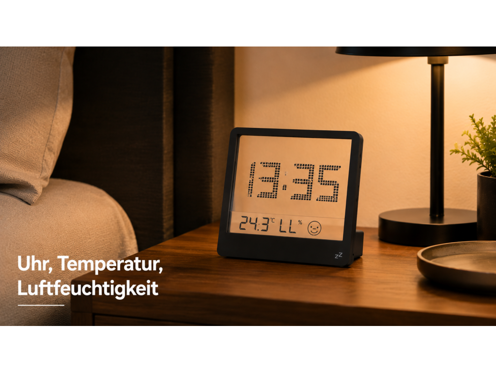Hodiny s budíkem, teploměrem a vlhkoměrem Time