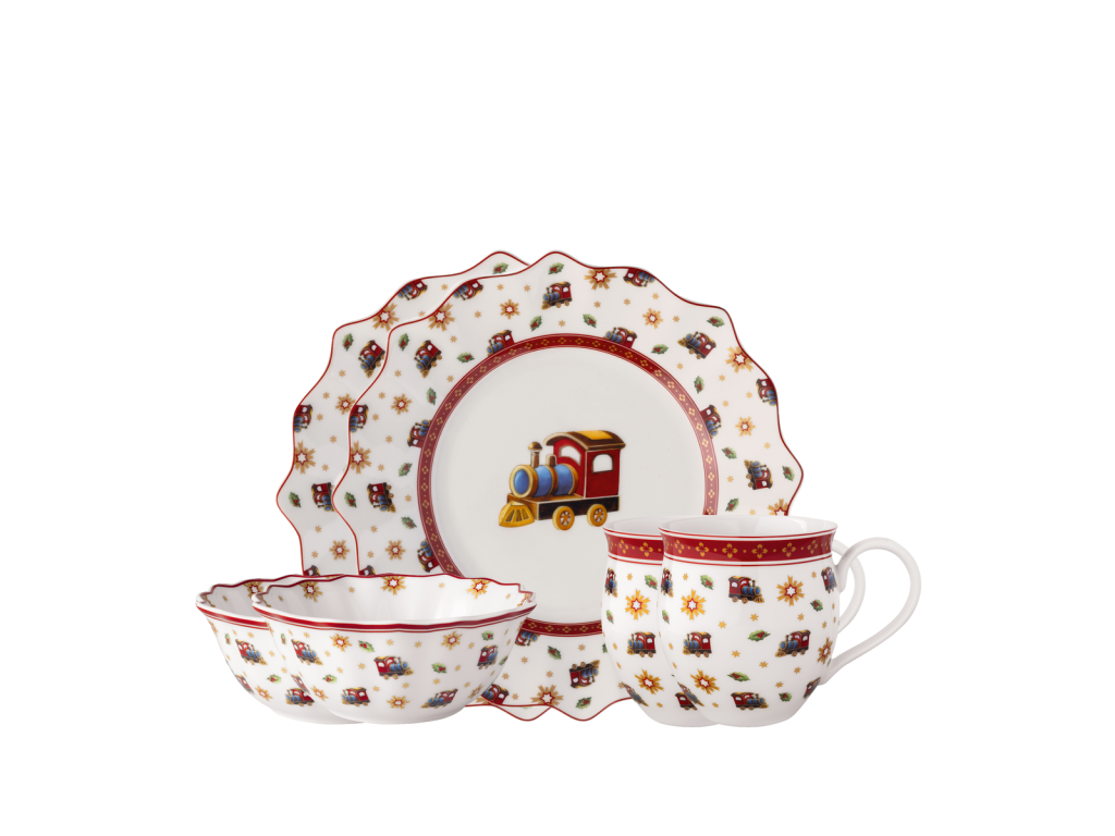 Snídaňový set pro 2 osoby, 6 ks, motiv Lokomotiva, kolekce Toy's Delight