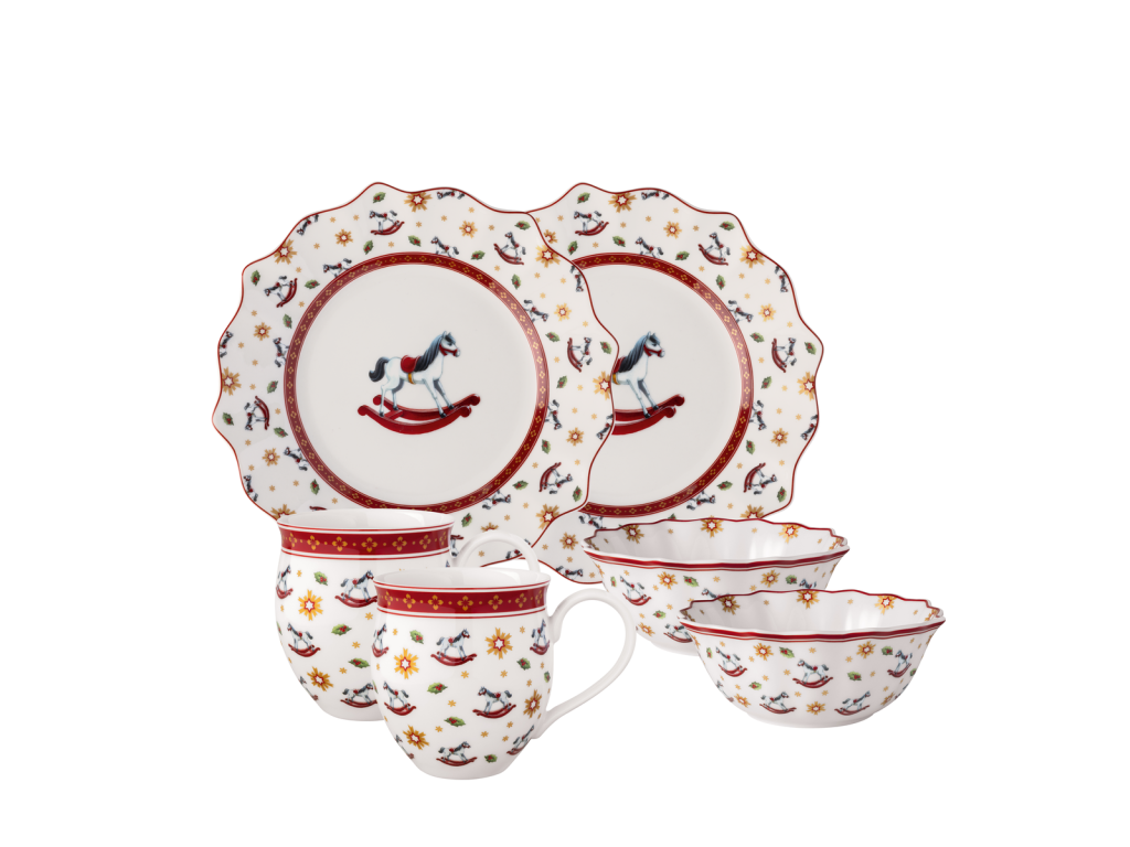 Snídaňový set pro 2 osoby, 6 ks, motiv Houpací kůň, kolekce Toy's Delight