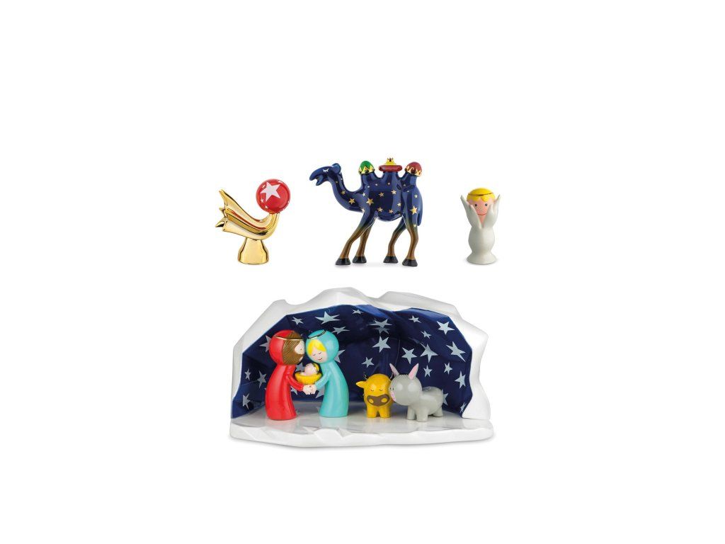 Scenă Nașterii Domnului din porțelan Happy Eternity Baby, set de 4 - Alessi