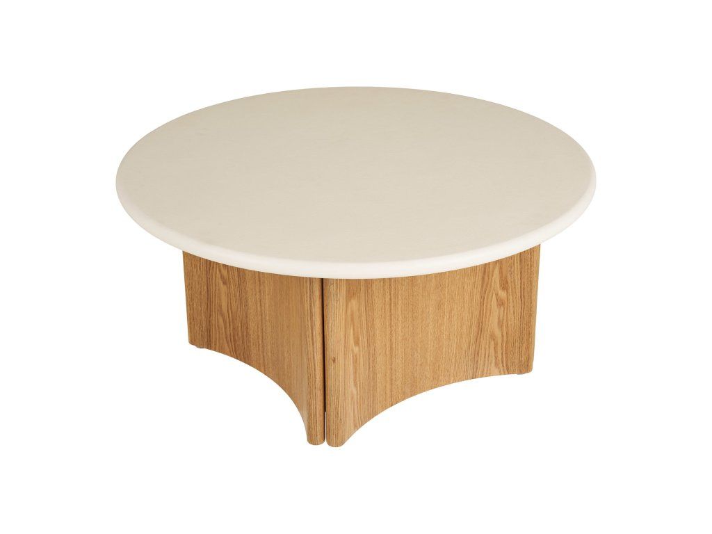 Konferenční stolek Motril, bílý/přírodní, ø 80 cm