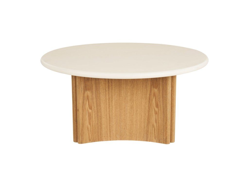 Konferenční stolek Motril, bílý/přírodní, ø 80 cm