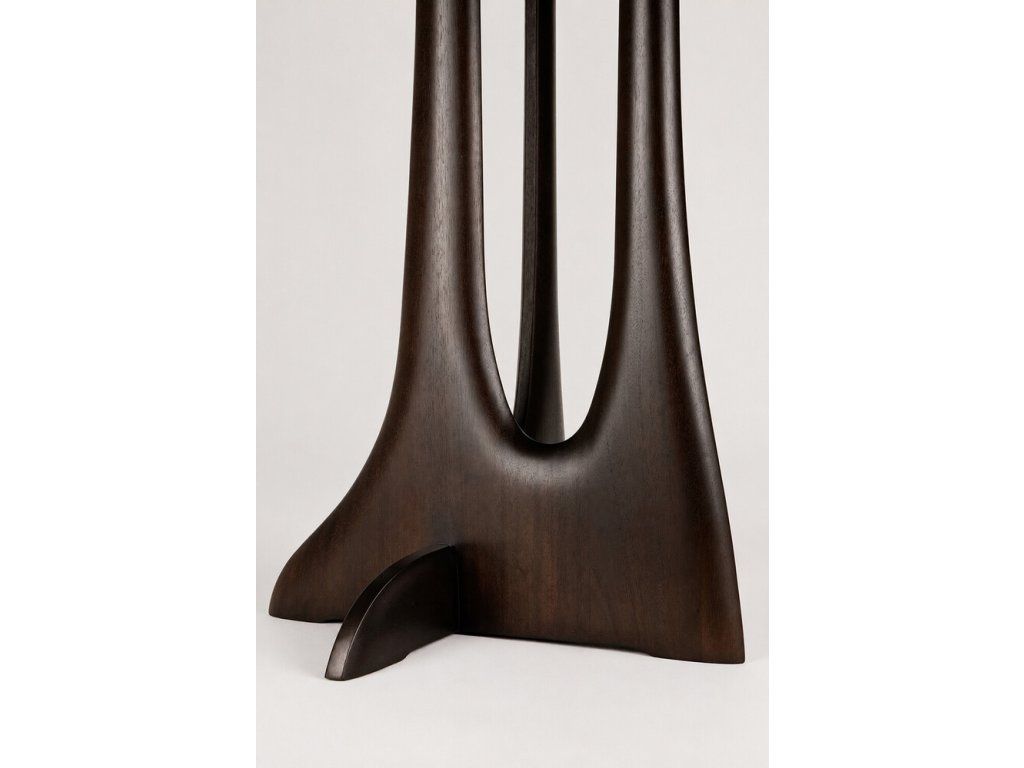 Stojací lampa Flow – mahagon rose brown, béžové stínidlo