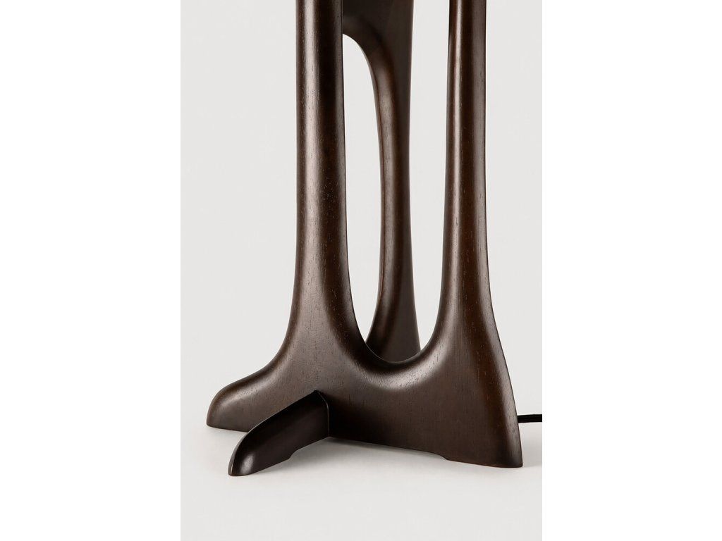 Stolní lampa Flow – mahagon rose brown, béžové stínidlo