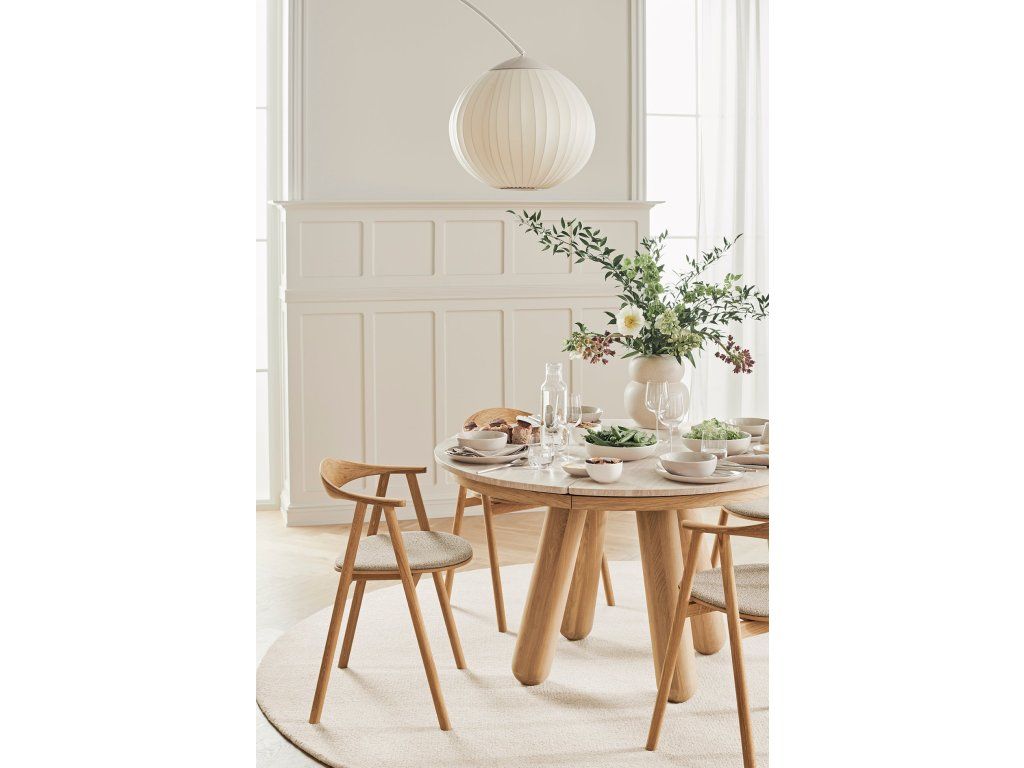 Jídelní stůl Balance Ø125 cm, mramor Grigio Bottarga, rozkládací